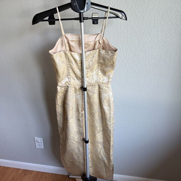 Vintage 1960s Brocade Union Made Formal Prom Party Cocktail Dress Maxi Size XS/S - Picture 4 of 8